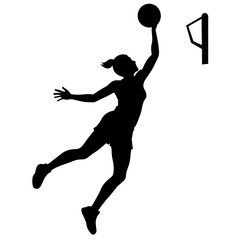 Female Basketball player vector silhouette black color illustration