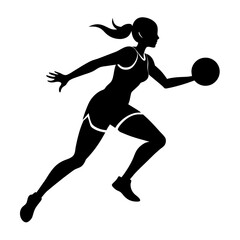 Female Basketball player vector silhouette black color illustration