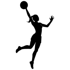 Female Basketball player vector silhouette black color illustration