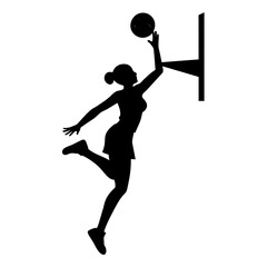 Female Basketball player vector silhouette black color illustration