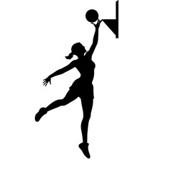 Female Basketball player vector silhouette black color illustration