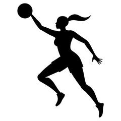 Female Basketball player vector silhouette black color illustration