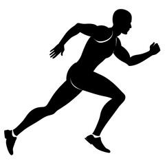 Marathon run, a man running vector silhouette, white background