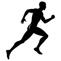 Marathon run, a man running vector silhouette, white background