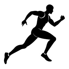 Marathon run, a man running vector silhouette, white background