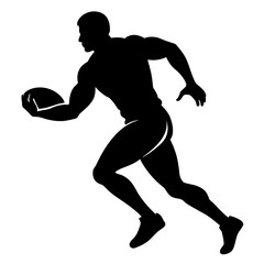 Rugby Sports player running vector silhouette black color illustration