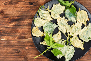 Nettle leaves in batter