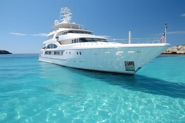 Luxury Yacht Sailing in Crystal Clear Blue Waters on a Sunny Day