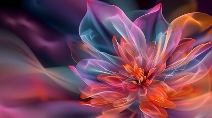 Morphing Digital Art Flower in a Dynamic Color Palette