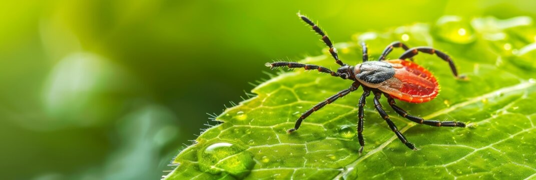 Adult female deer tick carrying lyme disease borreliosis infection in insect form