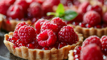 a pie with raspberries 