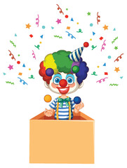 Clown with confetti and colorful balls