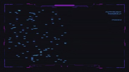 A futuristic cyberpunk computer interface, featuring a pulsating purple energy bar, with raining abstract code. Abstract digital glitch effect. - Powered by Adobe