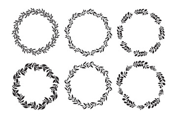 Hand drawn wreath vector set. Floral wreath for your text. Decorative elements for design