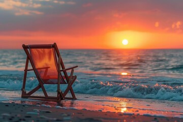 The photo shows a beautiful sunset over the ocean