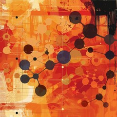 abstract illustration symbolizing Dermatology Research connections, warm colors