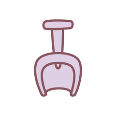 Cute kid shovel icon. Hand drawn illustration of a sandbox plastic scoop isolated on a white background. Vector 10 EPS.
