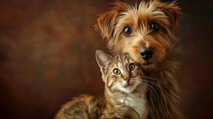 Dog and Cat Posing Together