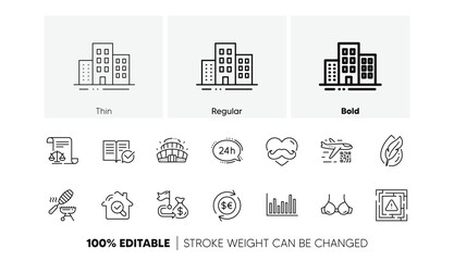 Fish grill, Financial goal and Arena stadium line icons. Pack of Legal documents, Money currency, Hypoallergenic tested icon. Maze attention, Bra, Inspect pictogram. Buildings. Line icons. Vector