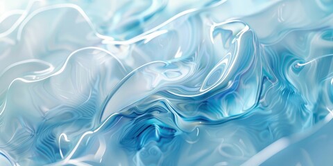 Obraz premium Abstract blue wavy liquid art serene and hypnotic