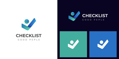 People Check business success Logo icon design. human good service icon symbol. analysis health check logo element for coach logo symbol
