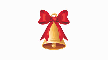 Christmas bell with red bow on white background Vector