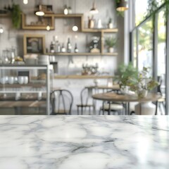 Bokeh effect in an office interior with marble stone tabletop for product display. Concept Bokeh Effect, Office Interior, Marble Stone Tabletop, Product Display, Photography