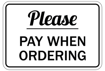 payment signs please pay when ordering