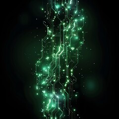 An illustration of a glowing green circuit board