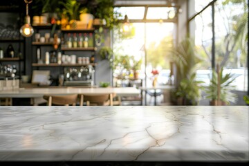 Bokeh effect in an office interior with marble stone tabletop for product display. Concept Bokeh Effect, Office Interior, Marble Stone Tabletop, Product Display, Photography