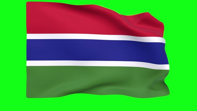 Waving flag of Gambia Animation 3D render Method