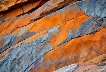 Vibrant Abstract Rocks- Orange, Blue, Gray Tones