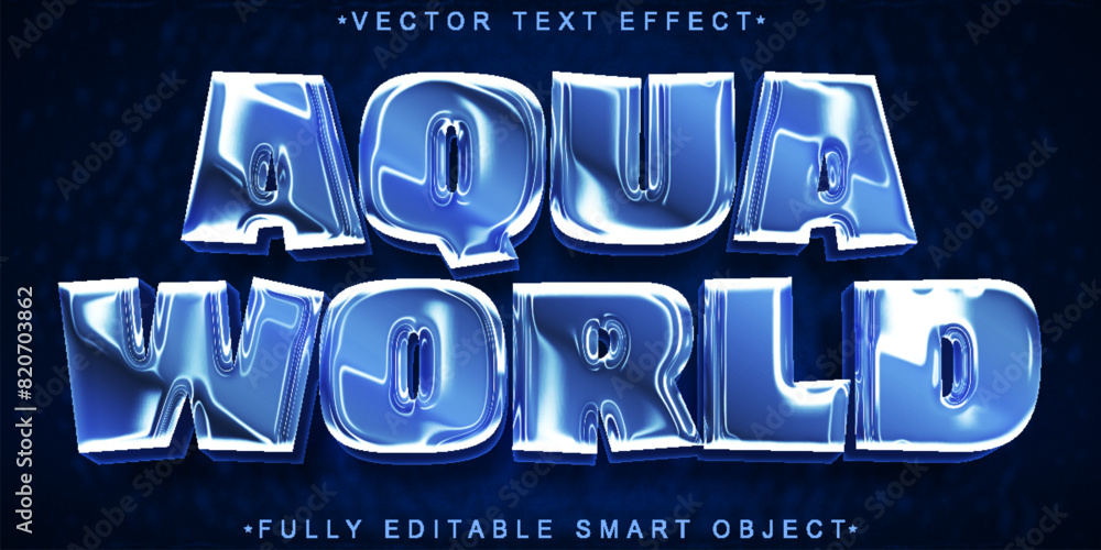 Poster cartoon aqua world vector fully editable smart object text effect