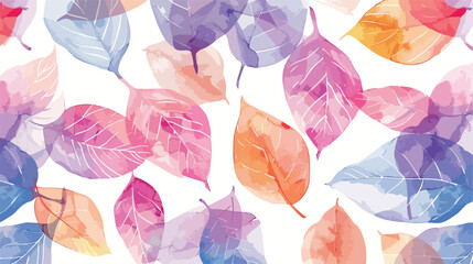 Colorful leaves watercolor pattern for background