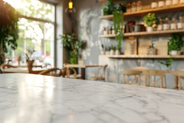 Bokeh effect in an office interior with marble stone tabletop for product display. Concept Bokeh Effect, Office Interior, Marble Stone Tabletop, Product Display, Photography