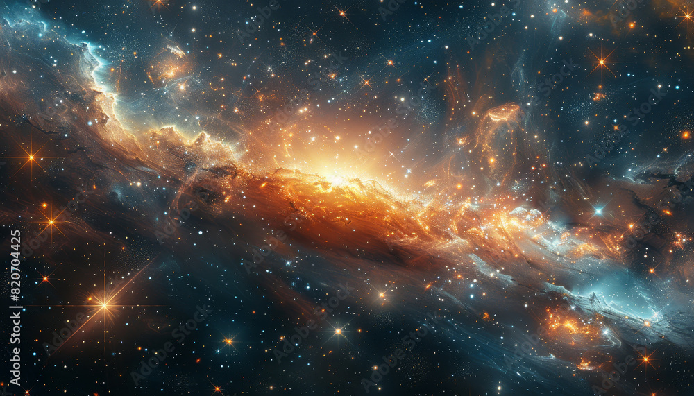 Wall mural a colorful space scene with a planet and a sun by ai generated image