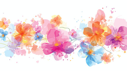 Colorful spring flower with watercolor for wedding 