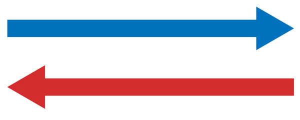 Obraz premium シンプルな長い赤と青の矢印セット