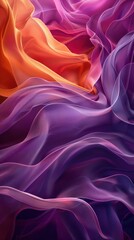 Vivid abstract digital art print, with flowing lines and vibrant purple hues, reminiscent of a modernist interpretation of floral patterns.