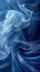 Obraz premium An artistic depiction of flowing blue silk, resembling a floral or abstract pattern with light effects that suggest movement and softness.