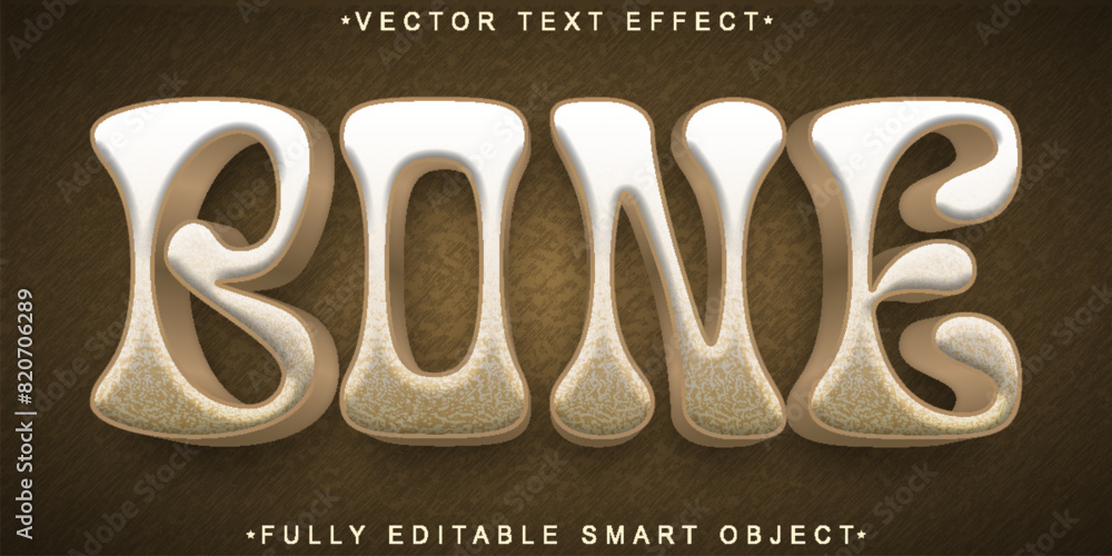 Aufkleber cartoon cream bone brown vector fully editable smart object text effect
