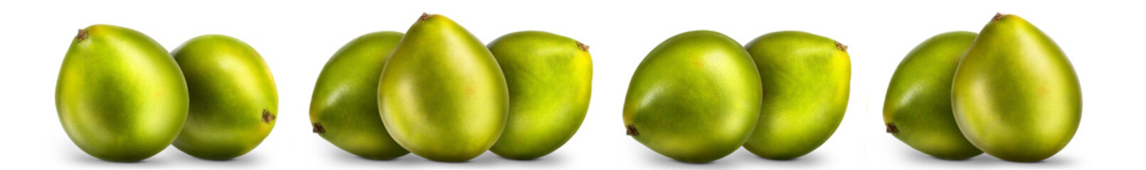 Group of green pomelo citrus fruit isolated on white background