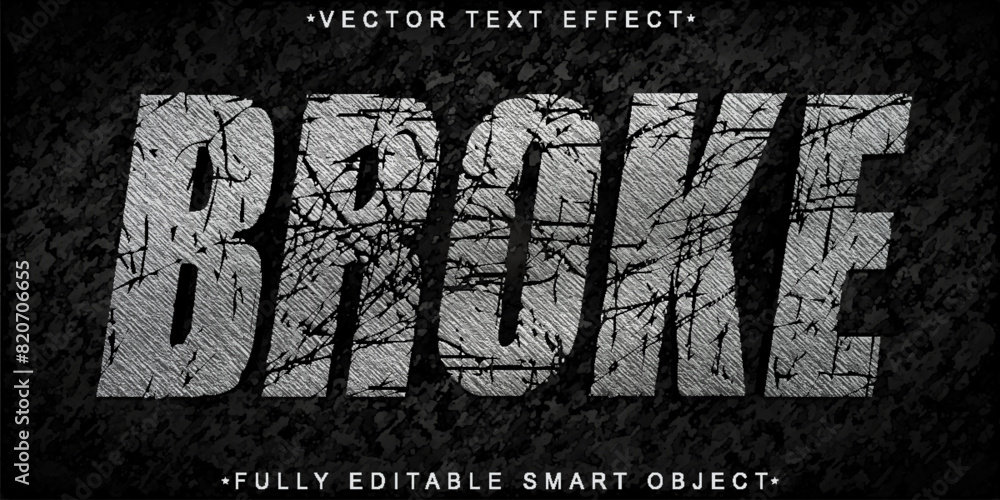 Poster gray broke vector fully editable smart object text effect