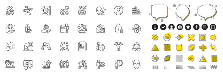 Set of Business statistics, Winner and Best friend line icons for web app. Design elements, Social media icons. Online voting, Consulting business, Cv documents icons. Vector