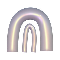 Chrome 3d rainbow metal element. Silver and purple holographic shape. 3d chrome vector for futuristic and 90s design
