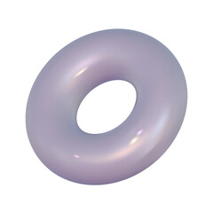 Chrome 3d round metal element. Silver and purple holographic shape. 3d chrome vector for futuristic and 90s design