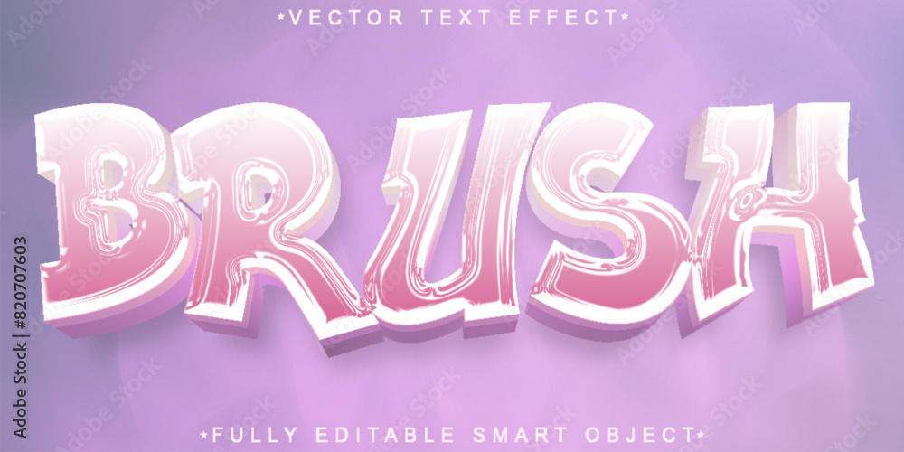 Poster pink cute brush graffiti vector fully editable smart object text effect