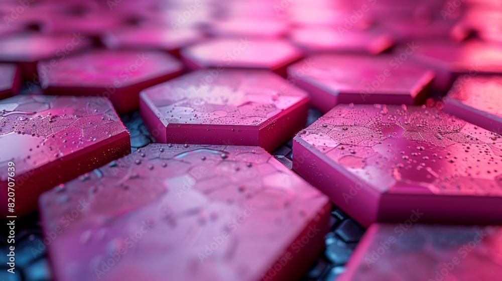 Poster abstract background created by pink hexagons lined up neatly to form a beautiful pattern.