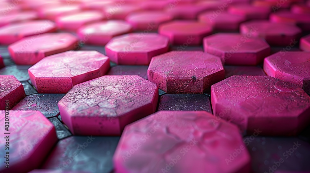 Poster abstract background created by pink hexagons lined up neatly to form a beautiful pattern.
