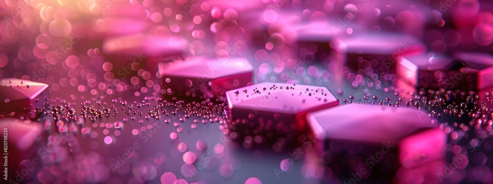 Poster abstract background created by pink hexagons lined up neatly to form a beautiful pattern.